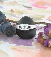 Aquamarine Crystal Glass Eye Toe Midi Ring, Adjustable | Woot & Hammy